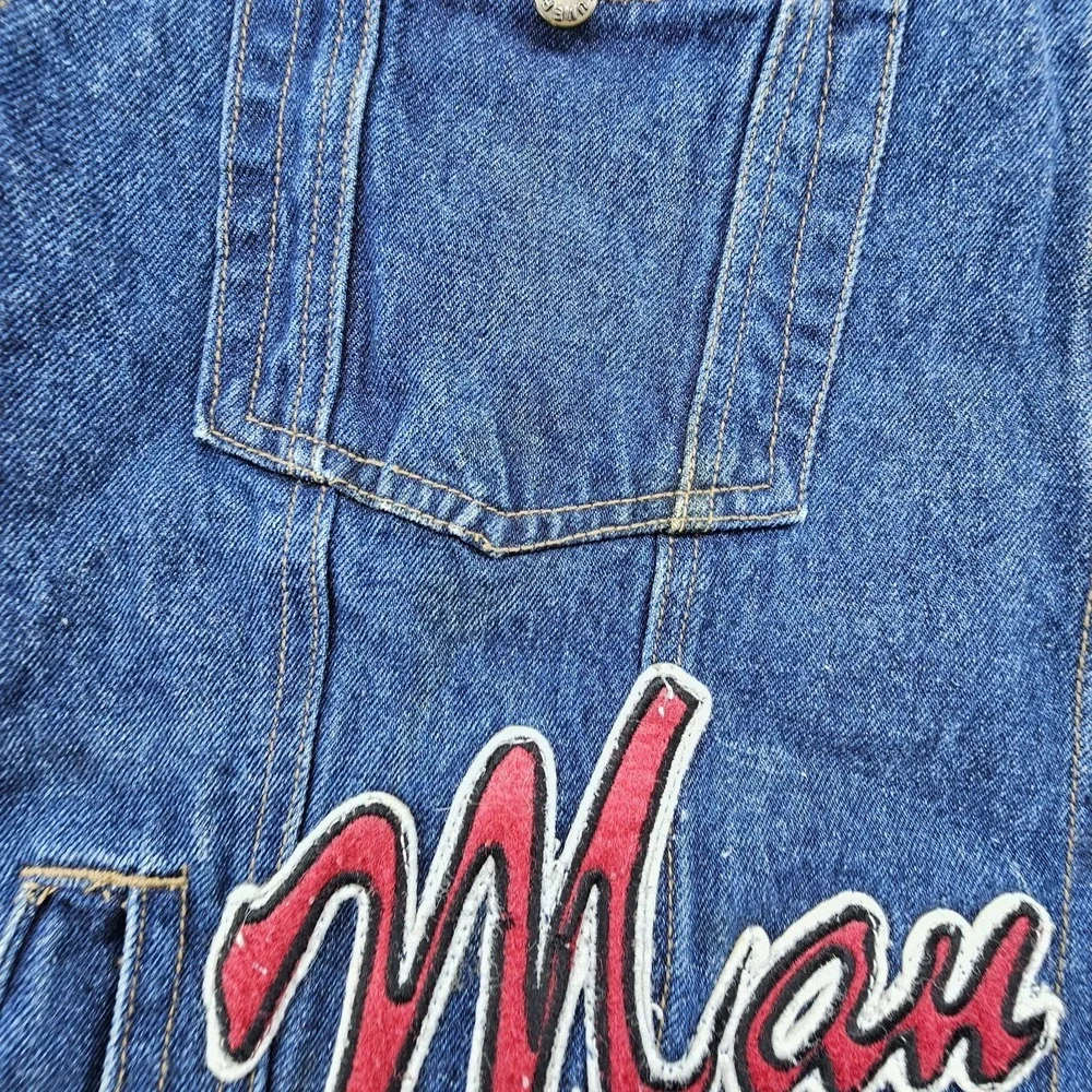 Vintage Maneuvers Sports Denim Jean‎ Faux Layered Vest Jacket Short Sleeve XL